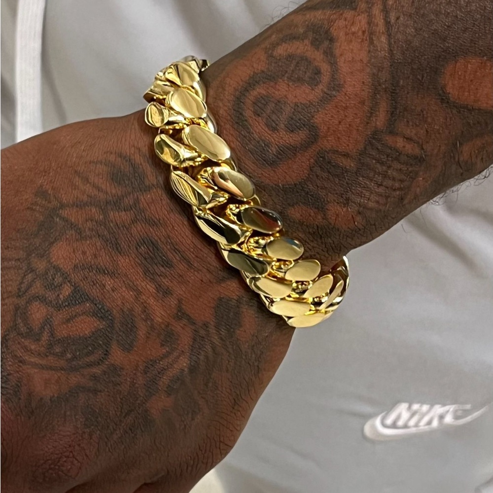 18k & 14k 20mm Miami Cuban Link Gold Plated Bracelet - 8inch